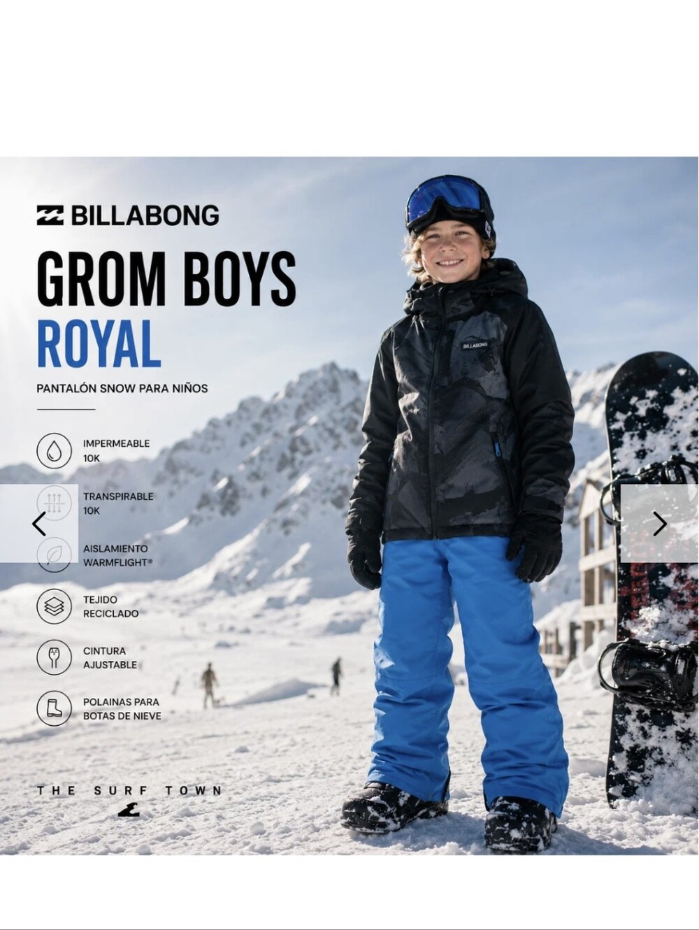 Billabong Grom Boys Ski Snow Snowboard Pants Royal Blue Size 14